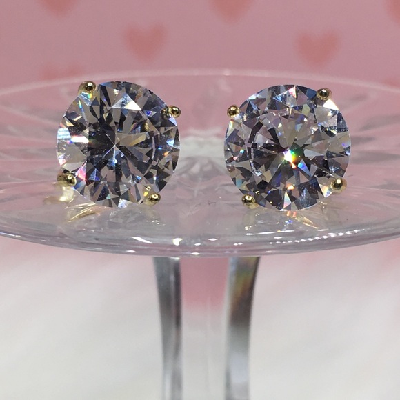 14k yellow gold 8 CT diamond stud earrings - Picture 6 of 13